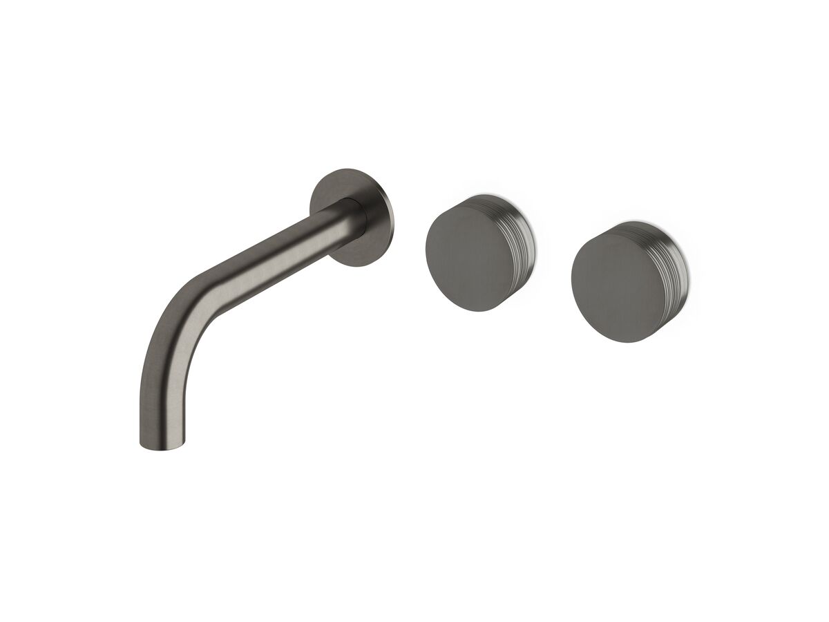 reece Milli Pure Wall Basin Hostess System 200mm Right Hand with Cirque Textured Handles PVD Brushed Gunmetal (3 Star)