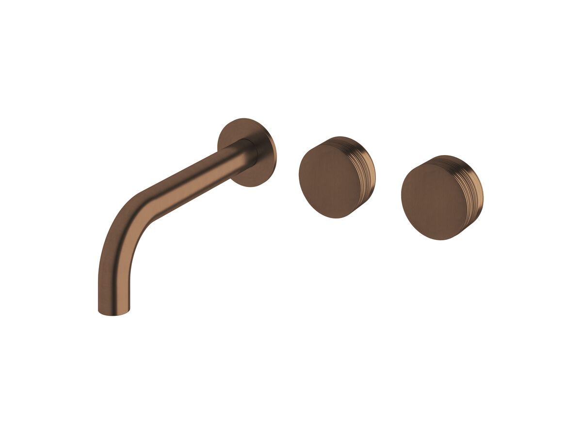 reece Milli Pure Wall Basin Hostess System 200mm Right Hand with Cirque Textured Handles PVD Brushed Bronze (3 Star)