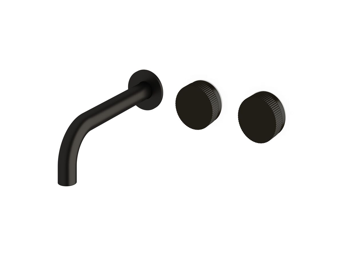 reece Milli Pure Wall Basin Hostess System 200mm Right Hand with Linear Textured Handles PVD Matte Black (3 Star)