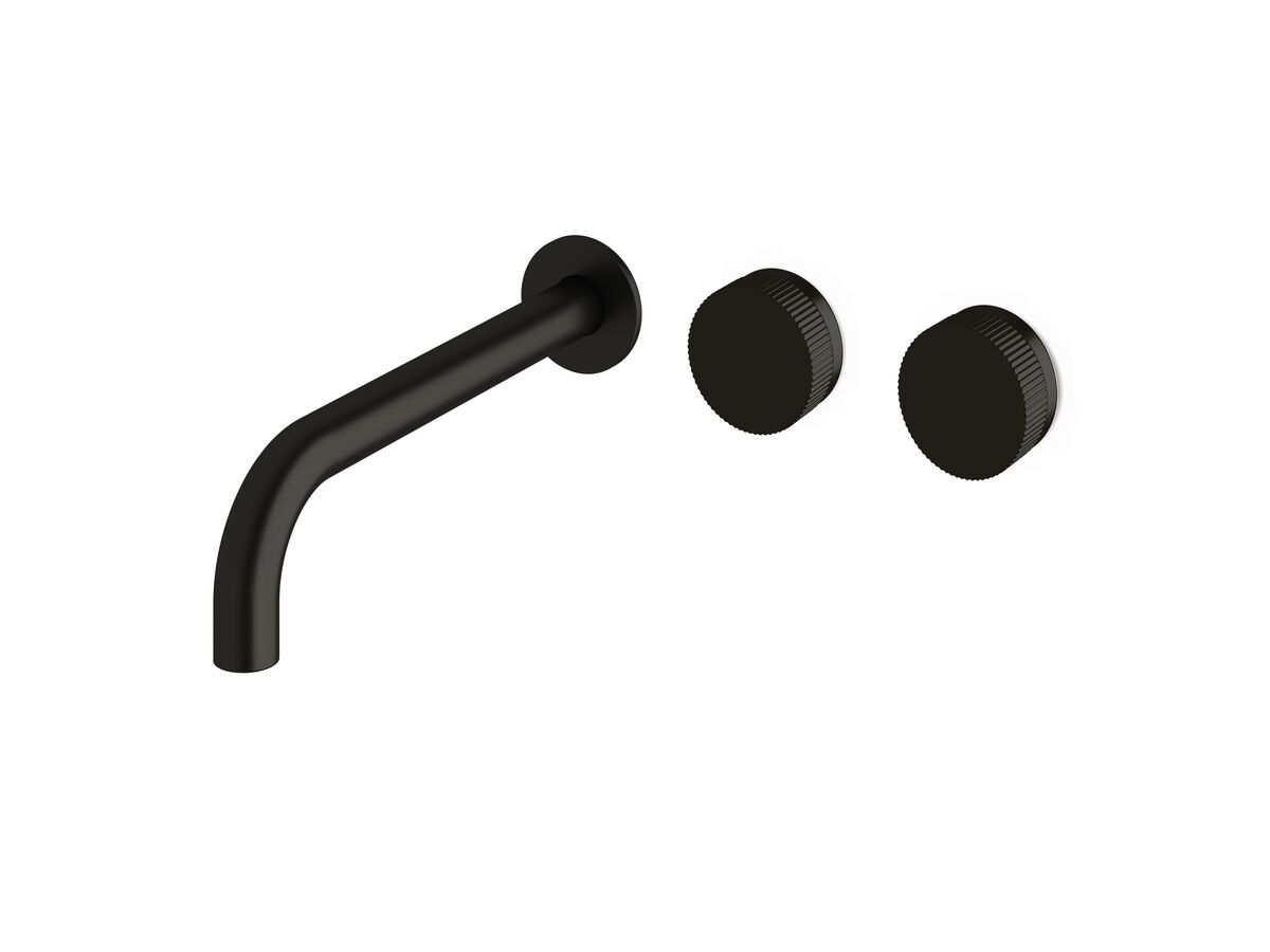 reece Milli Pure Wall Basin Hostess System 250mm Right Hand with Linear Textured Handles PVD Matte Black (3 Star)