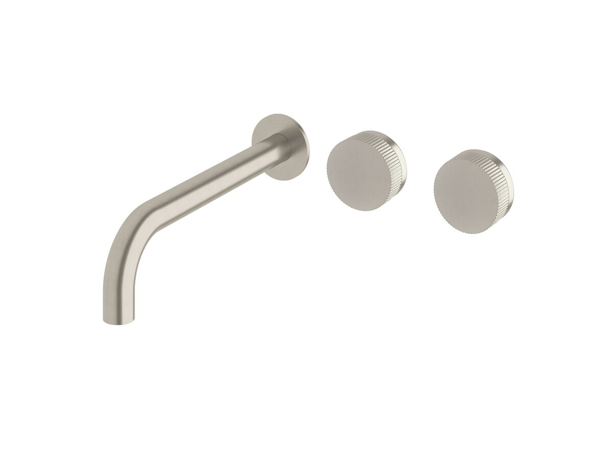 reece Milli Pure Wall Basin Hostess System 250mm Right Hand with Linear Textured Handles PVD Brushed Nickel (3 Star)