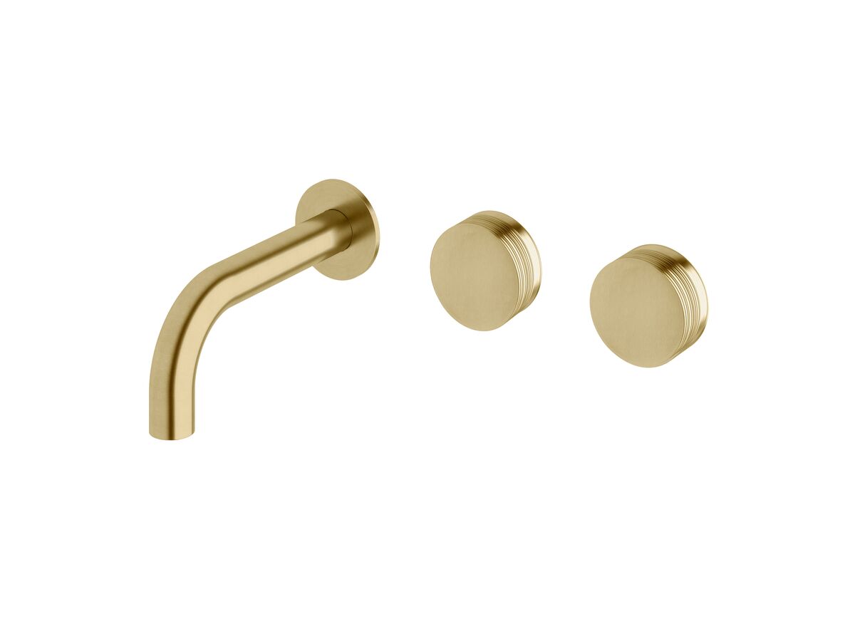 reece Milli Pure Wall Bath Hostess System 160mm Right Hand with Cirque Textured Handles PVD Brushed Gold