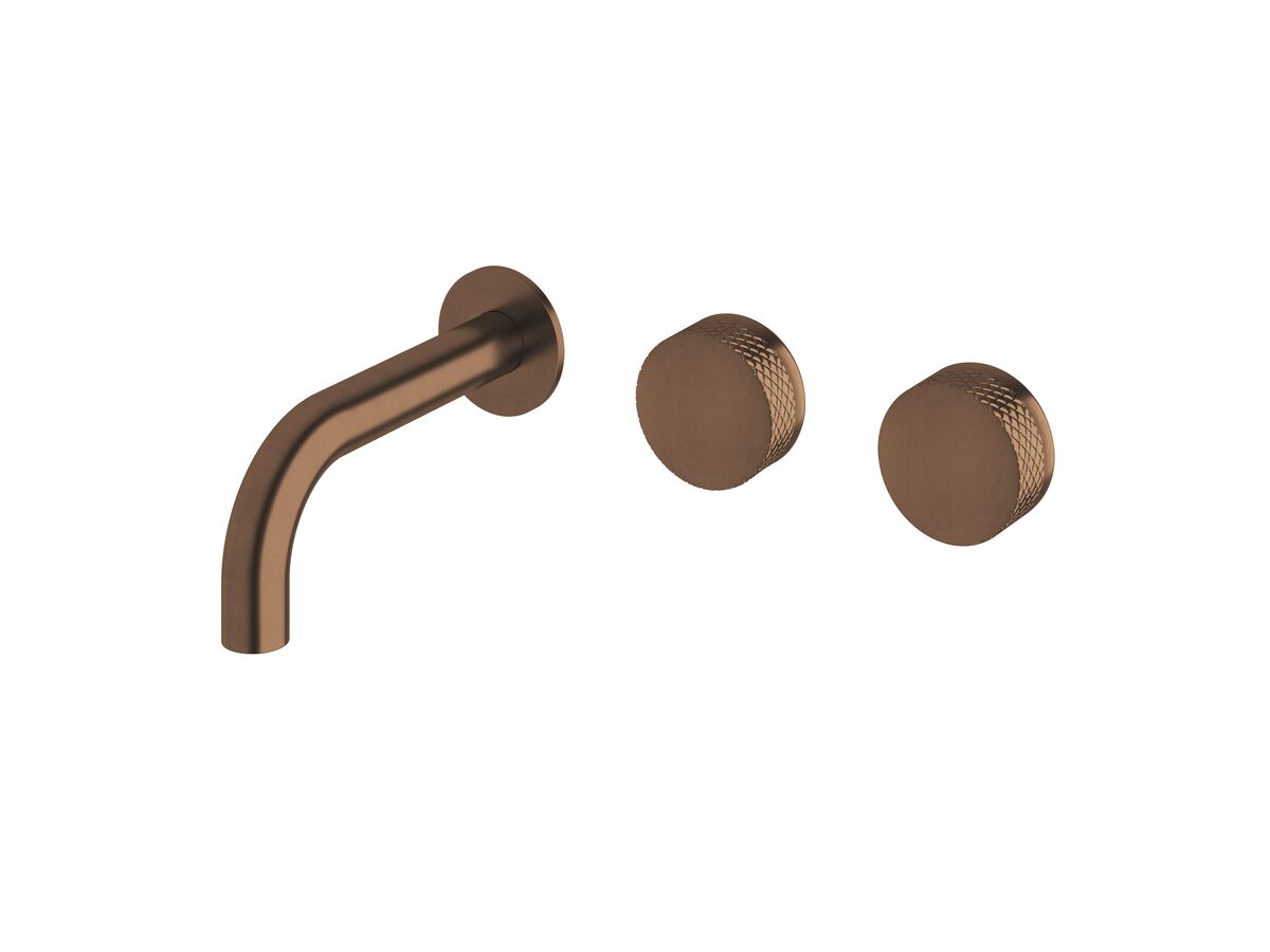 reece Milli Pure Wall Bath Hostess System 160mm Right Hand with Diamond Textured Handles PVD Brushed Bronze