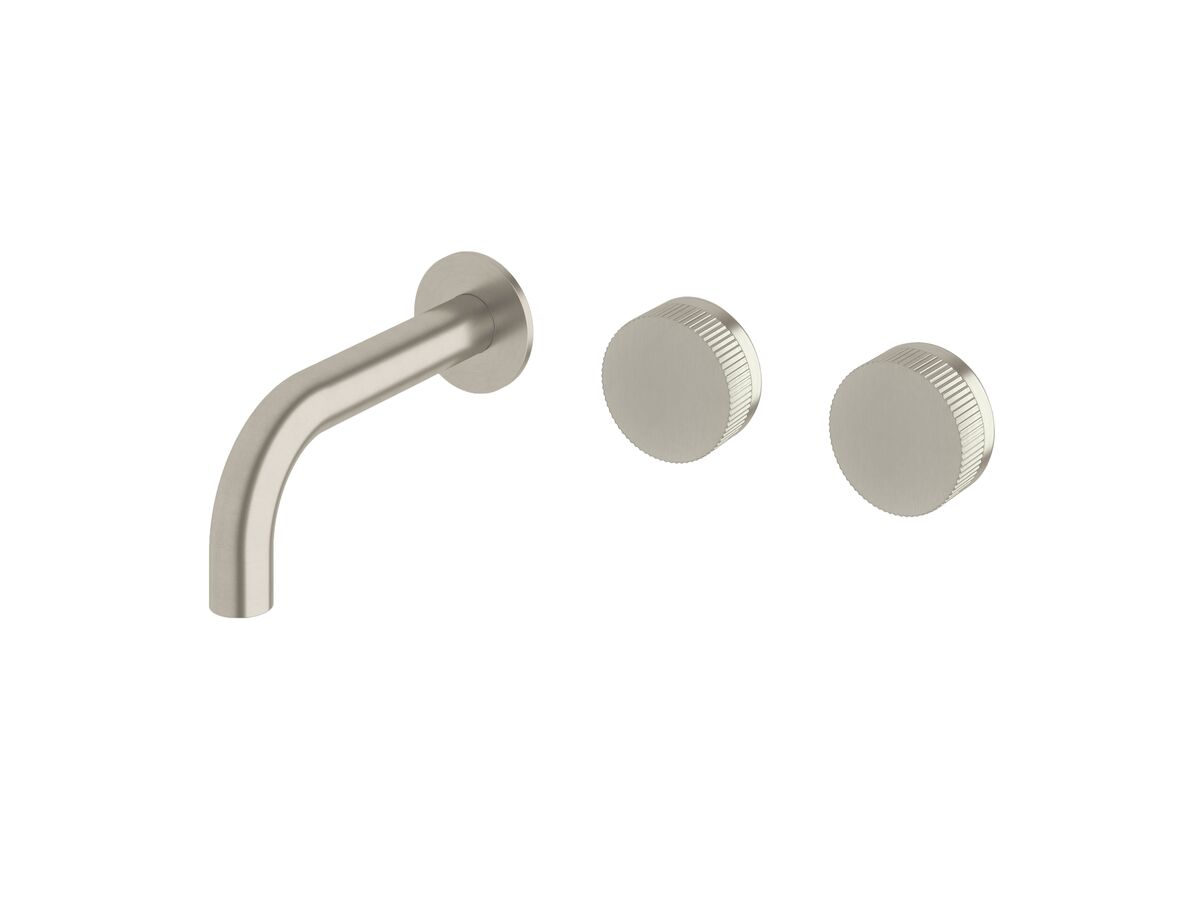 reece Milli Pure Wall Bath Hostess System 160mm Right Hand with Linear Textured Handles PVD Brushed Nickel