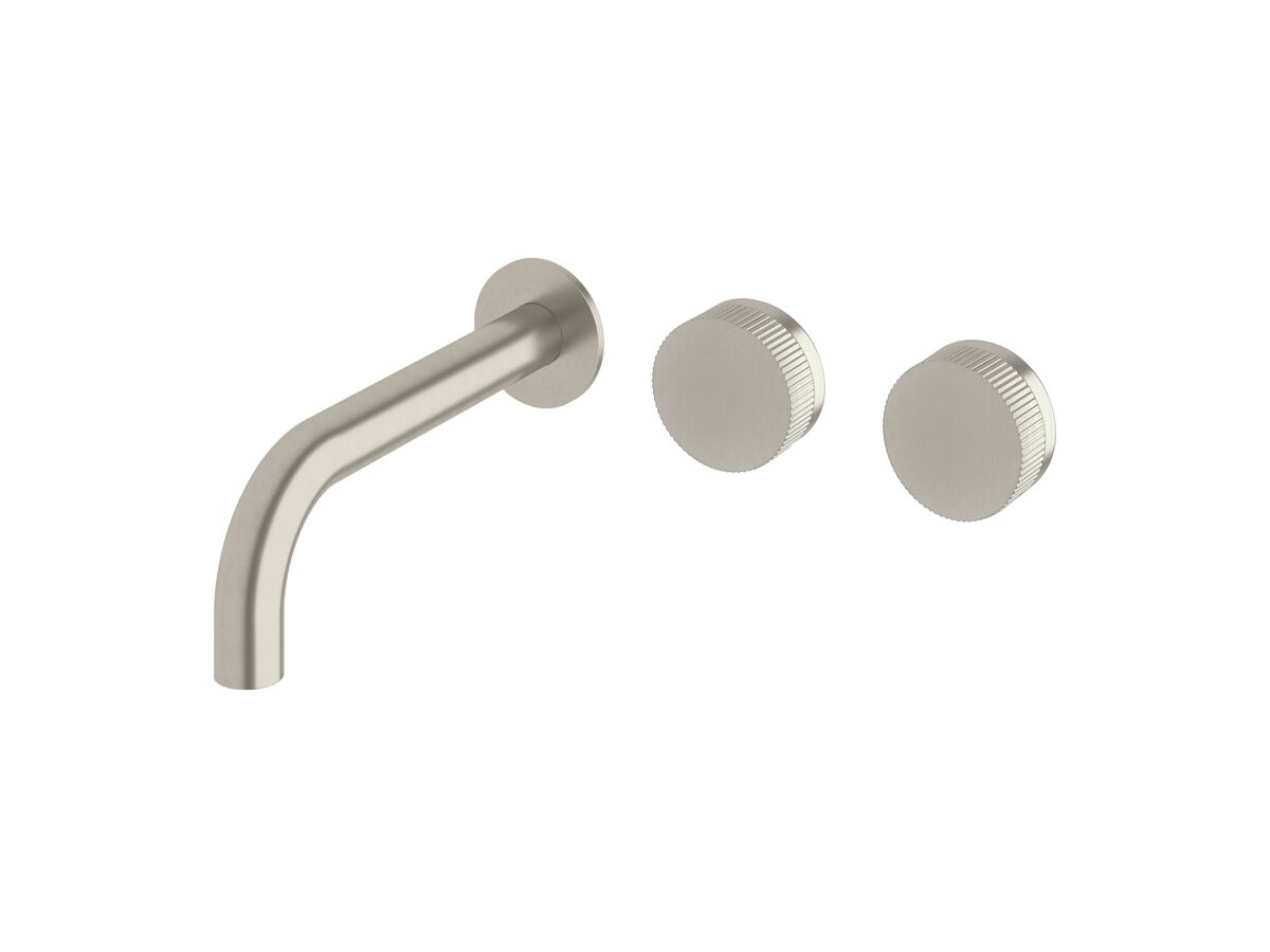reece Milli Pure Wall Bath Hostess System 200mm Right Hand with Linear Textured Handles PVD Brushed Nickel