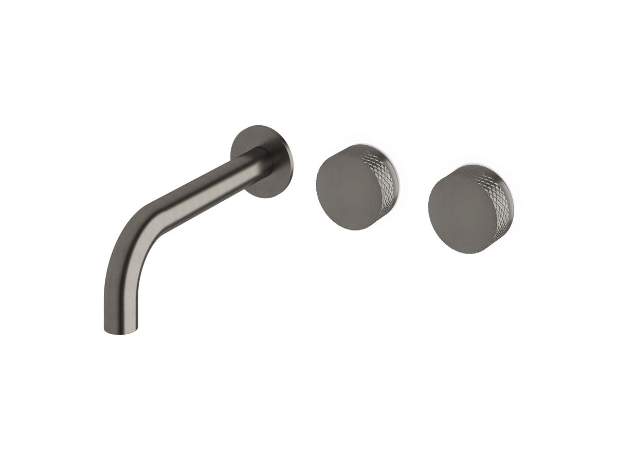 reece Milli Pure Wall Bath Hostess System 200mm Right Hand with Diamond Textured Handles PVD Brushed Gunmetal