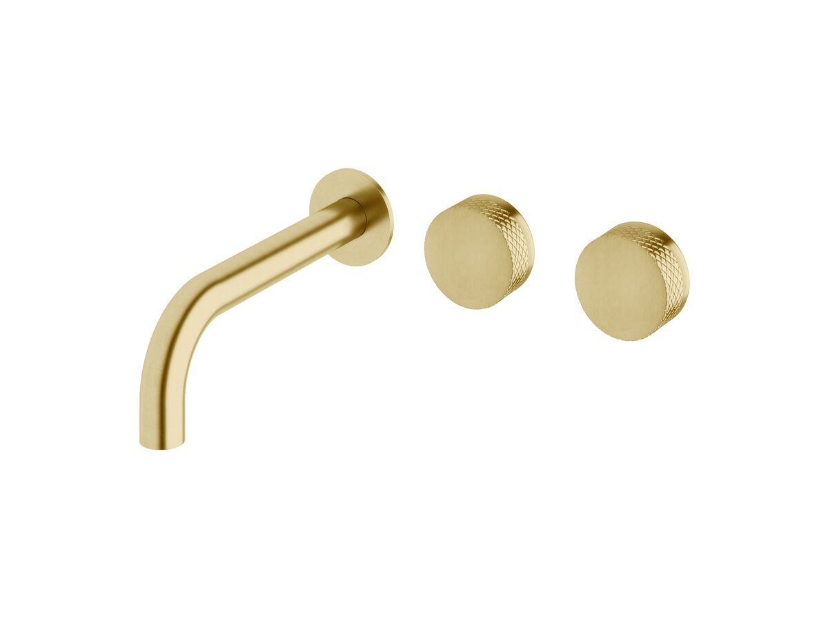 reece Milli Pure Wall Bath Hostess System 200mm Right Hand with Diamond Textured Handles PVD Brushed Gold