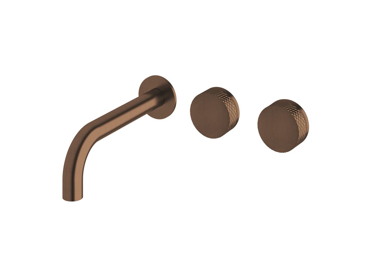 reece Milli Pure Wall Bath Hostess System 200mm Right Hand with Diamond Textured Handles PVD Brushed Bronze