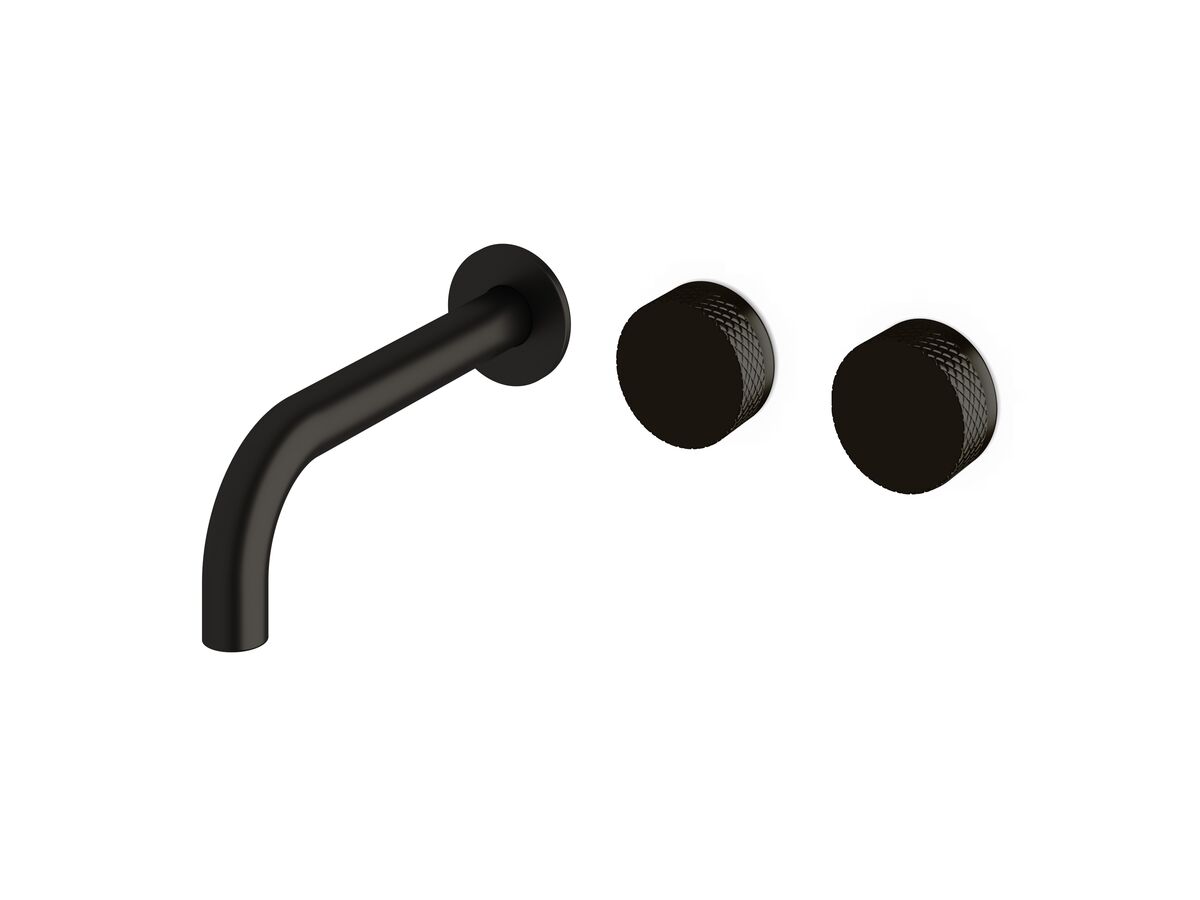 reece Milli Pure Wall Bath Hostess System 200mm Right Hand with Diamond Textured Handles PVD Matte Black