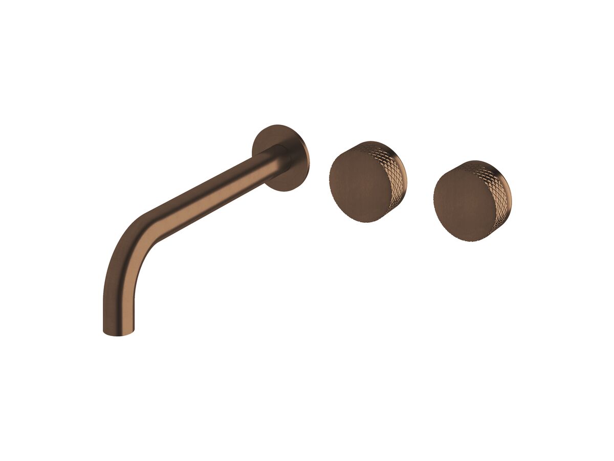 reece Milli Pure Wall Bath Hostess System 250mm Right Hand with Diamond Textured Handles PVD Brushed Bronze