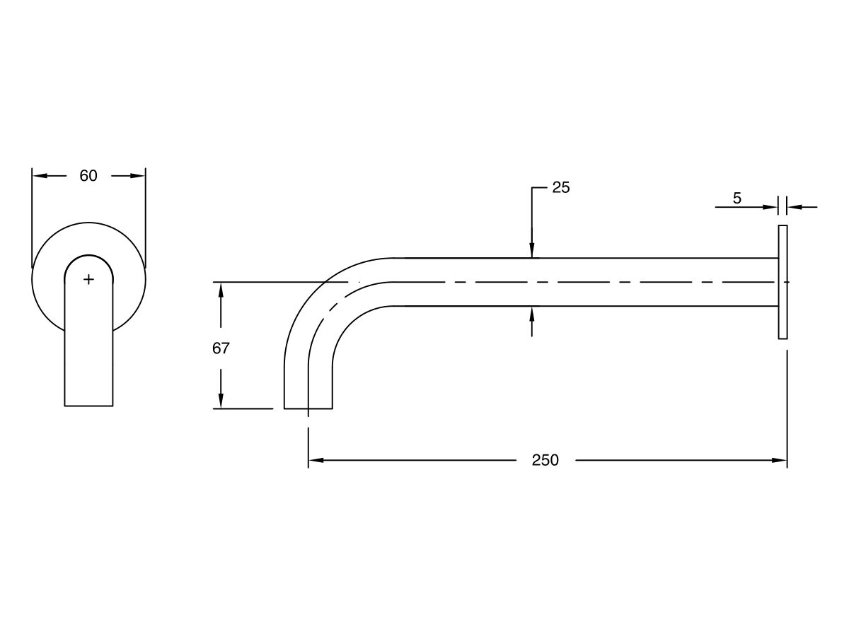 Reece Milli Pure Wall Bath Outlet 250mm PVD Brushed Bronze