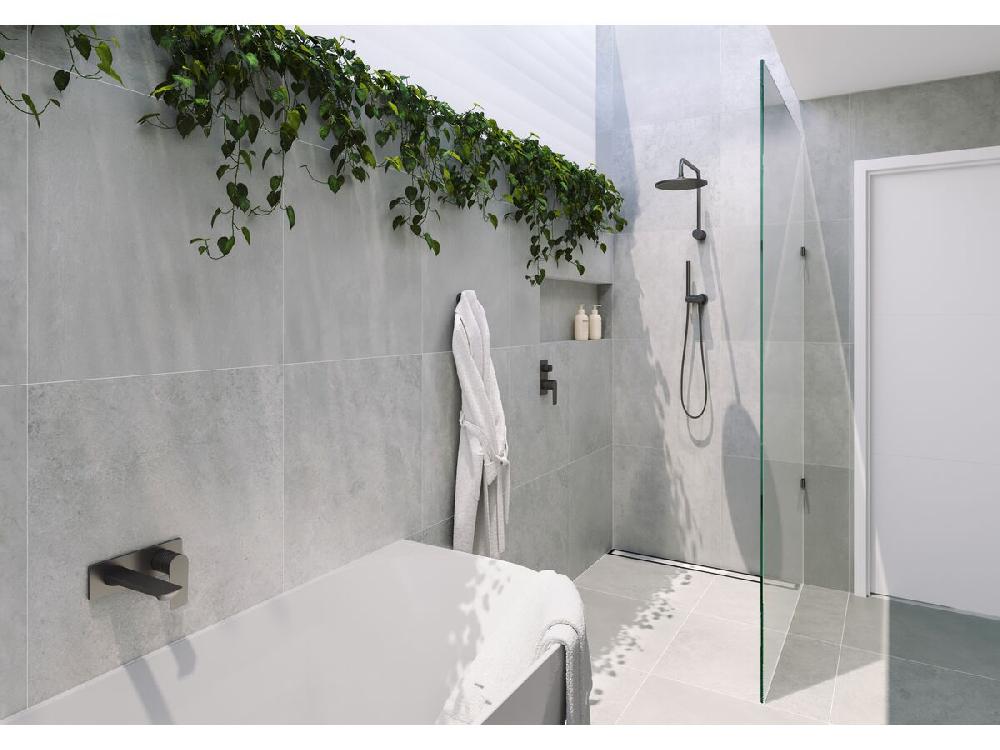 Reece Milli Trace Wall Bath Mixer Set Brushed Gunmetal