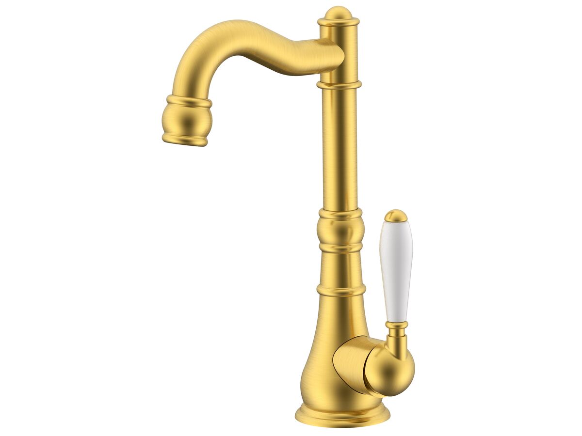 Reece Milli Voir English Basin Mixer Porcelain Handles Brushed Gold (4 Star) Lead Free