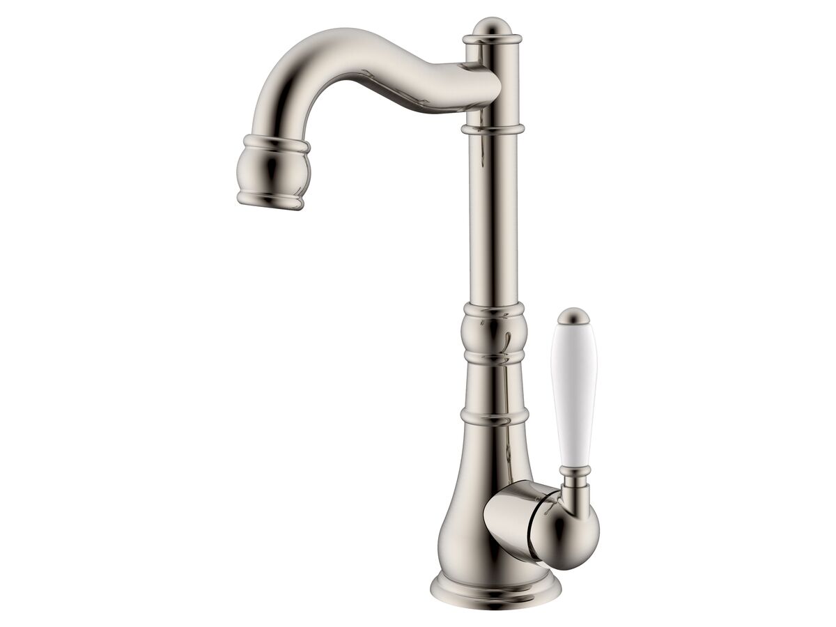 reece Milli Voir English Basin Mixer Tap Porcelain Brushed Nickel (4 Star)