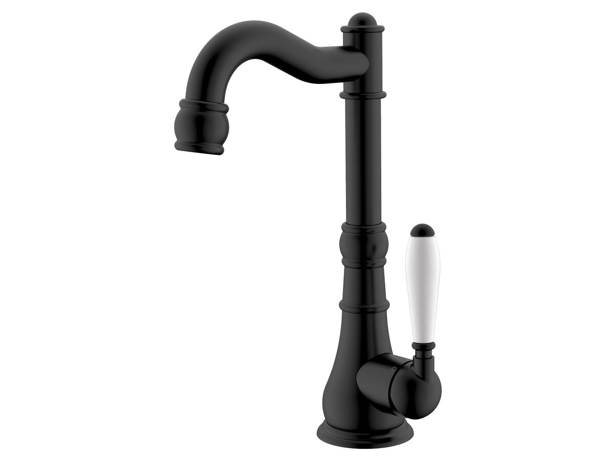reece Milli Voir English Basin Mixer Tap Porcelain Matte Black (4 Star)
