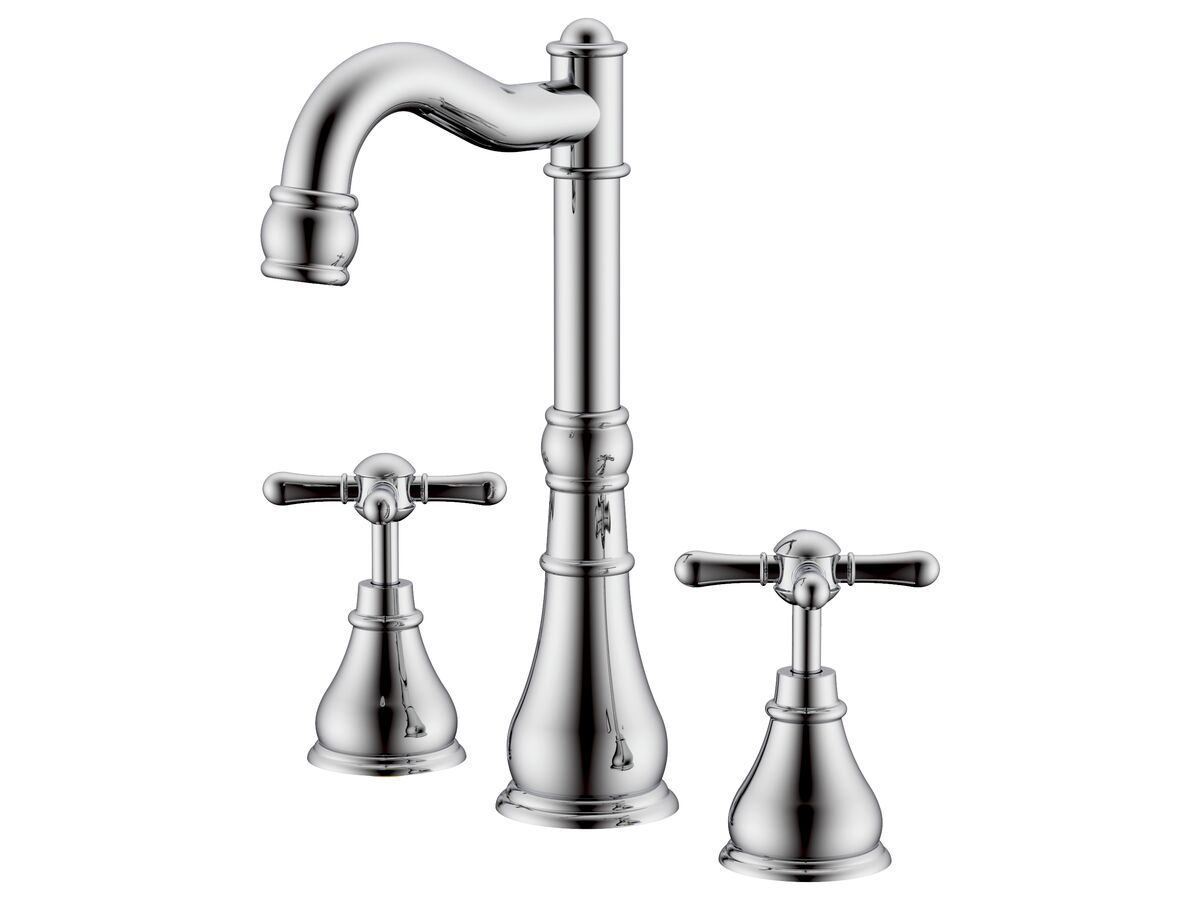 reece Milli Voir English Basin Set Swivel Outlet Cross Handles Chrome (4 Star) Lead Free