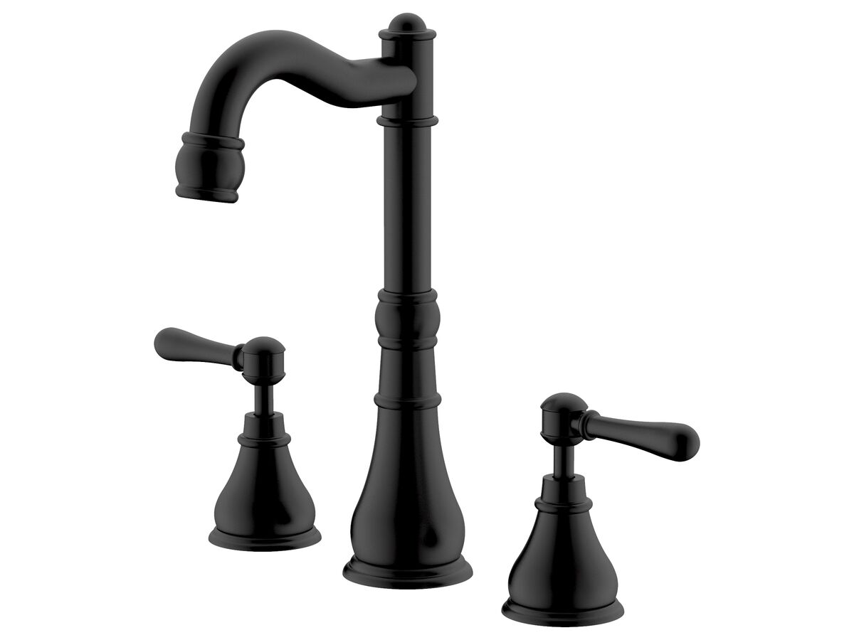 reece Milli Voir English Basin Set Swivel Outlet Lever Handles Matte Black (4 Star)