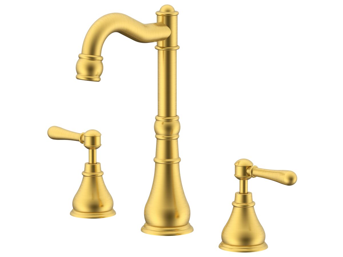 reece Milli Voir English Basin Set Swivel Outlet Lever Handles Brushed Gold (4 Star) Lead Free