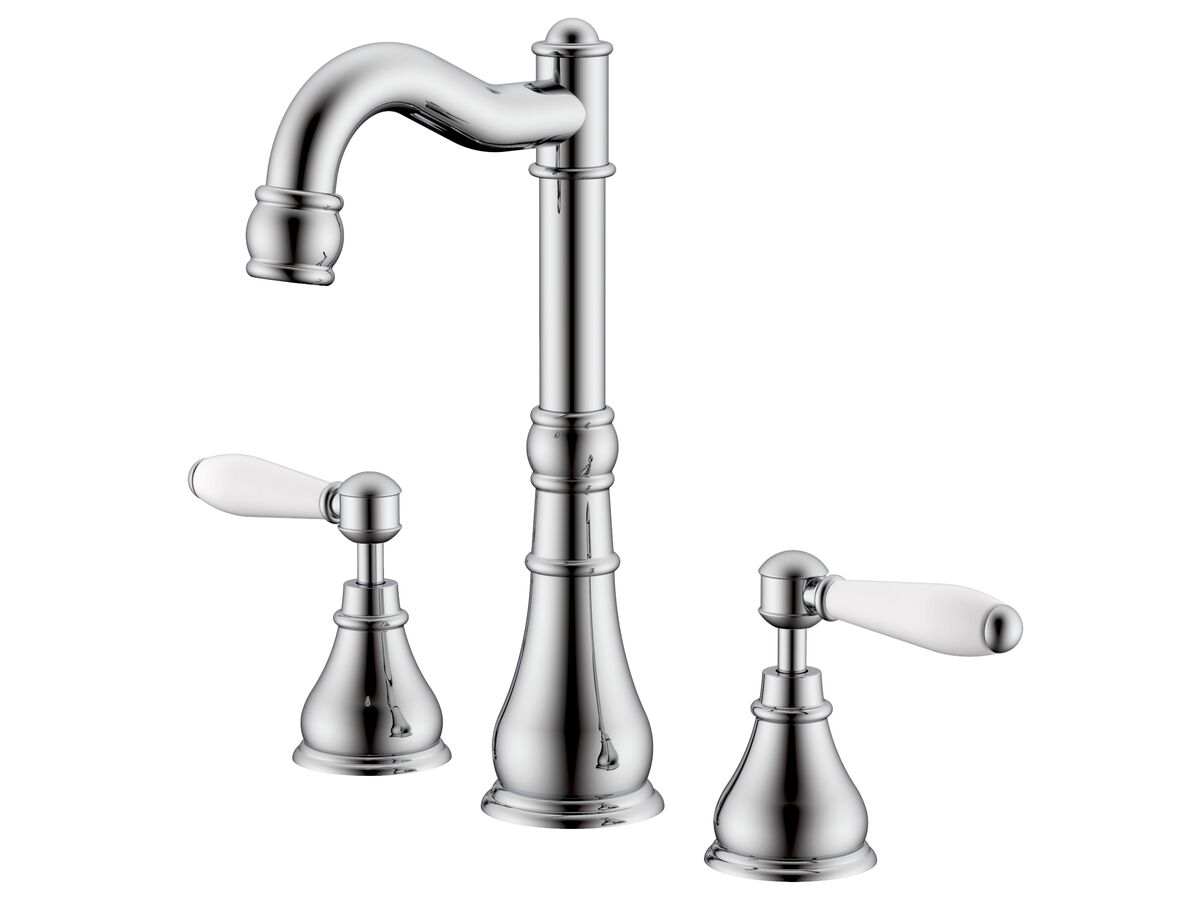 reece Milli Voir English Basin Set Swivel Outlet Lever Porcelain Handles Chrome (4 Star) Lead Free