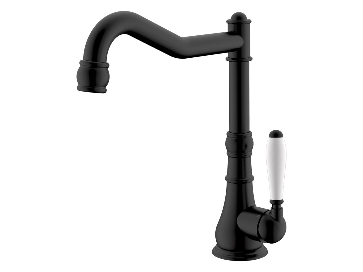 reece Milli Voir English Sink Mixer Large Porcelain Handle Matte Black (4 Star) Lead Free