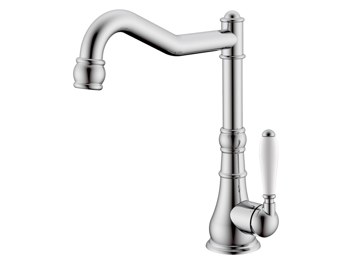 reece Milli Voir English Sink Mixer Tap Large Porcelain Handle Chrome (4 Star)