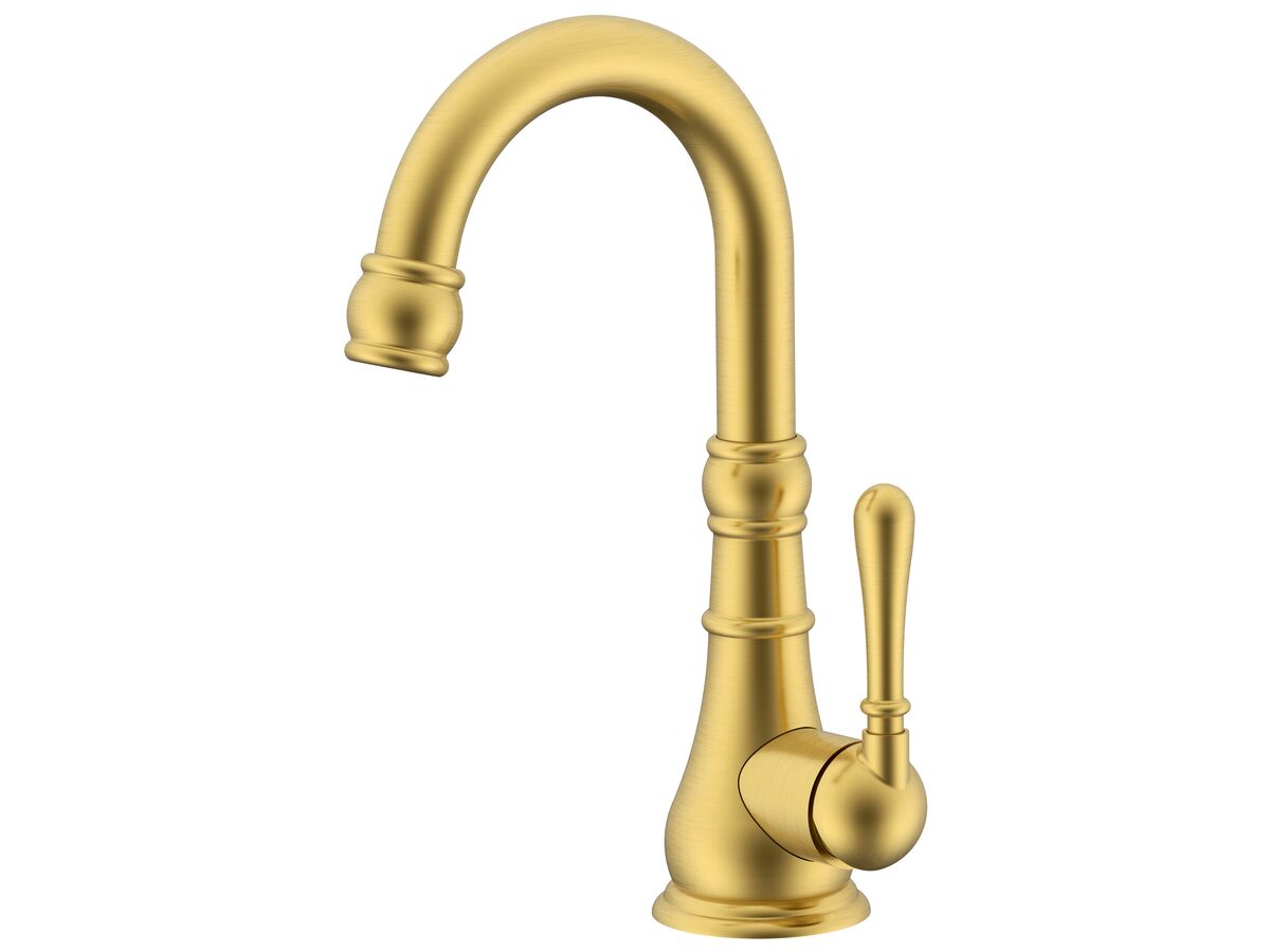 reece Milli Voir Gooseneck Basin Mixer Tap Brushed Gold (4 Star)
