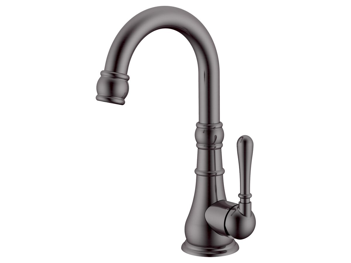 reece Milli Voir Gooseneck Basin Mixer Tap Brushed Gunmetal (4 Star)