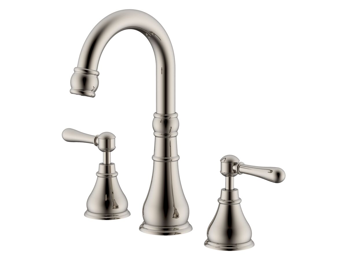 reece Milli Voir Gooseneck Basin Set Swivel Outlet Lever Handles Brushed Nickel (4 Star)