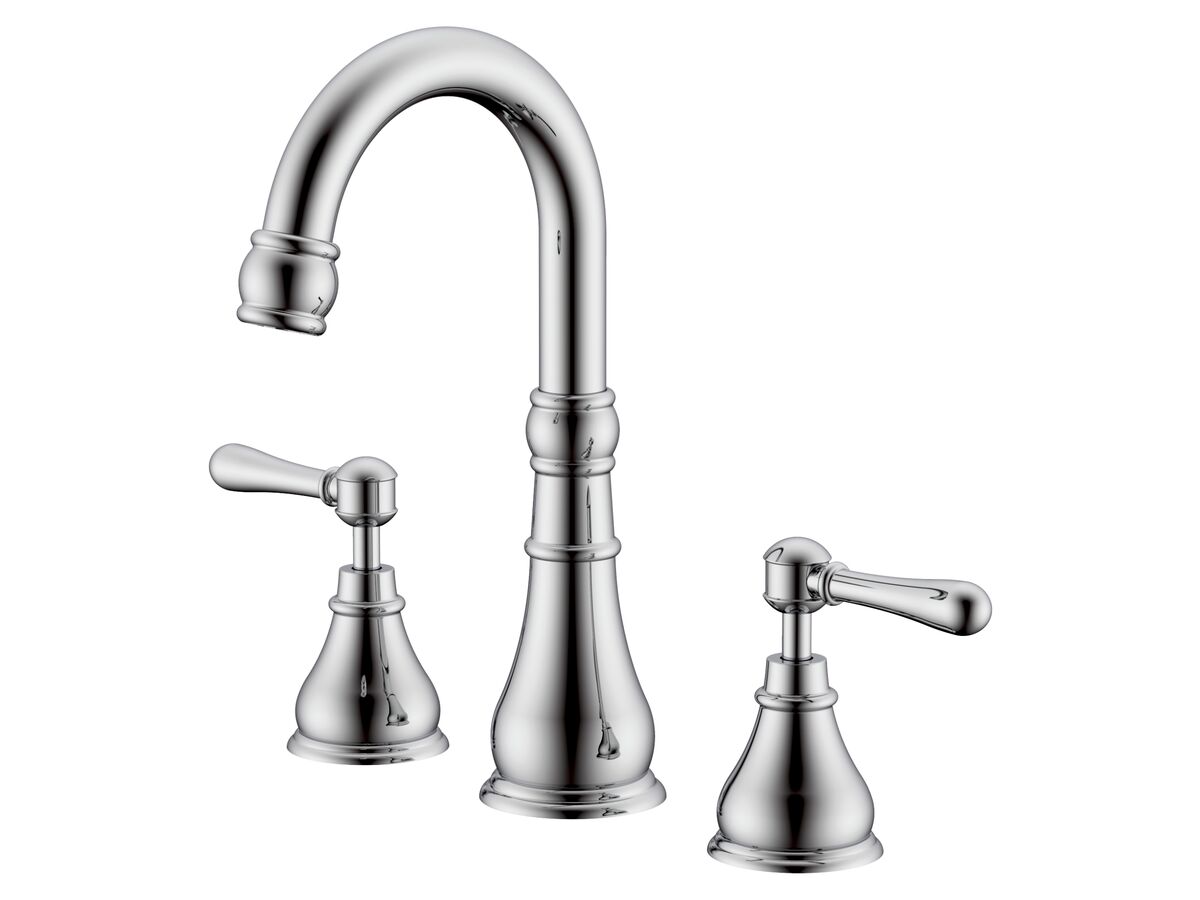 reece Milli Voir Gooseneck Basin Set Swivel Outlet Lever Handles Chrome (4 Star)