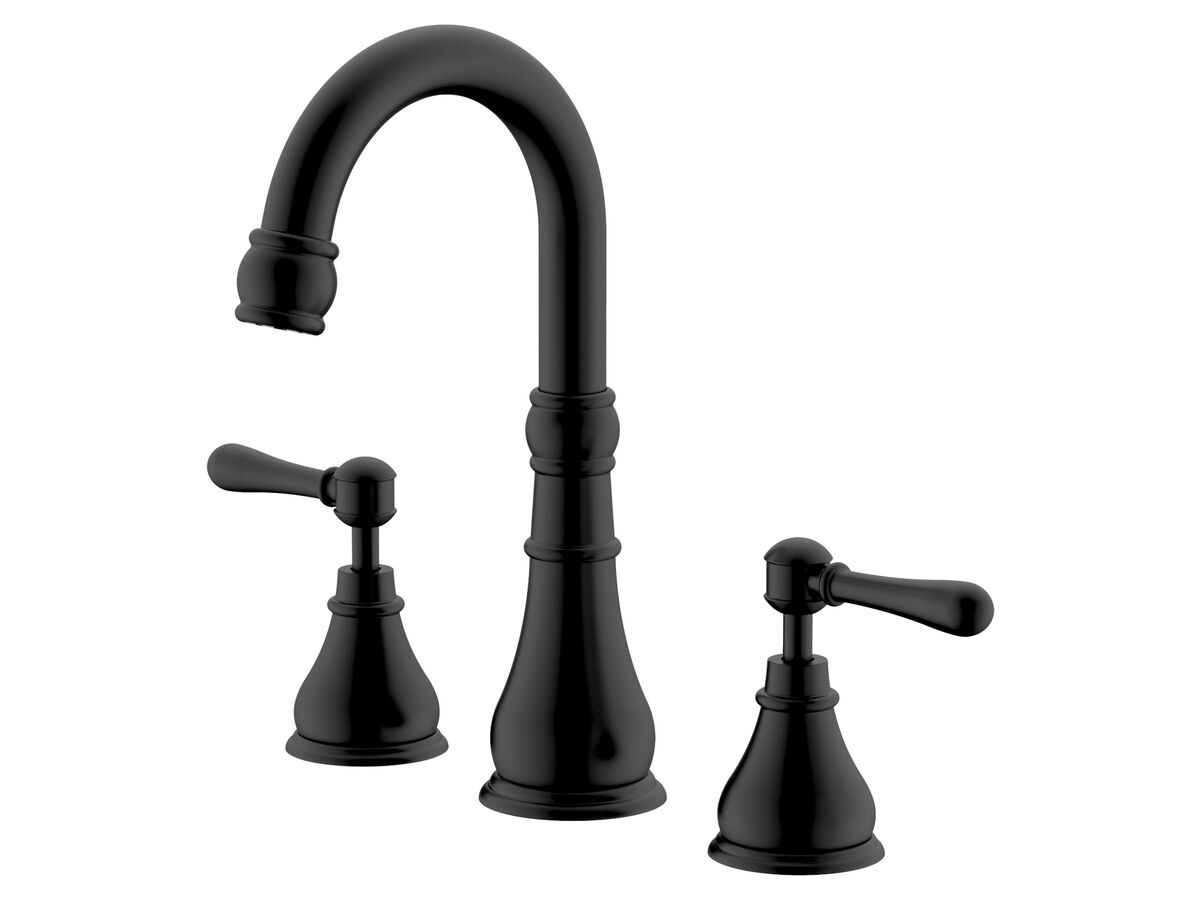reece Milli Voir Gooseneck Basin Set Swivel Outlet Lever Handles Matte Black (4 Star) Lead Free