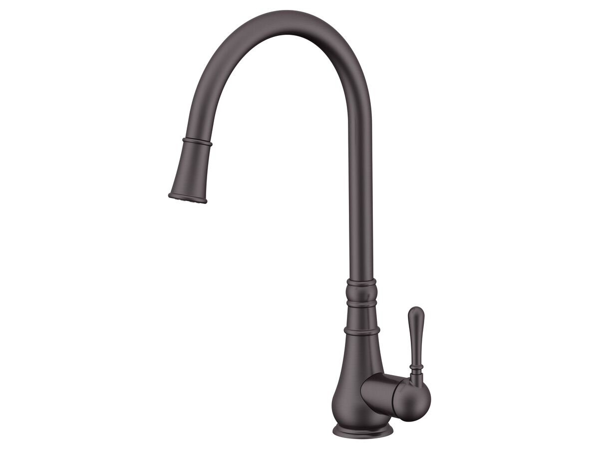reece Milli Voir Gooseneck Pull-Out Sink Mixer Tap Brushed Gunmetal (4 Star) Lead Free