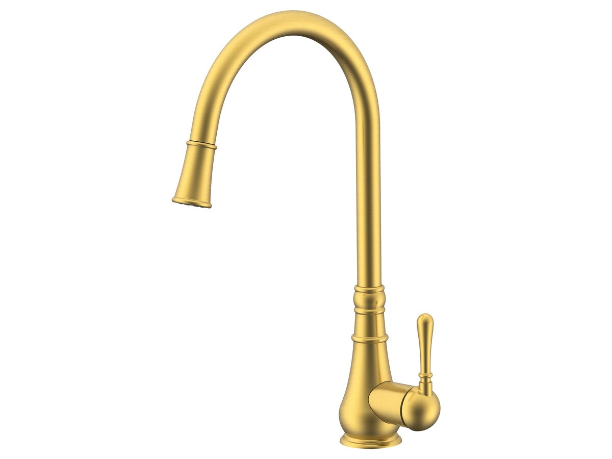 reece Milli Voir Gooseneck Pull-Out Sink Mixer Tap Brushed Gold (4 Star) Lead Free