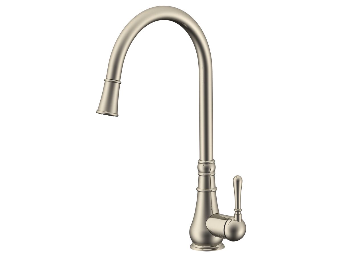 reece Milli Voir Gooseneck Pull-Out Sink Mixer Tap Brushed Nickel (4 Star) Lead Free