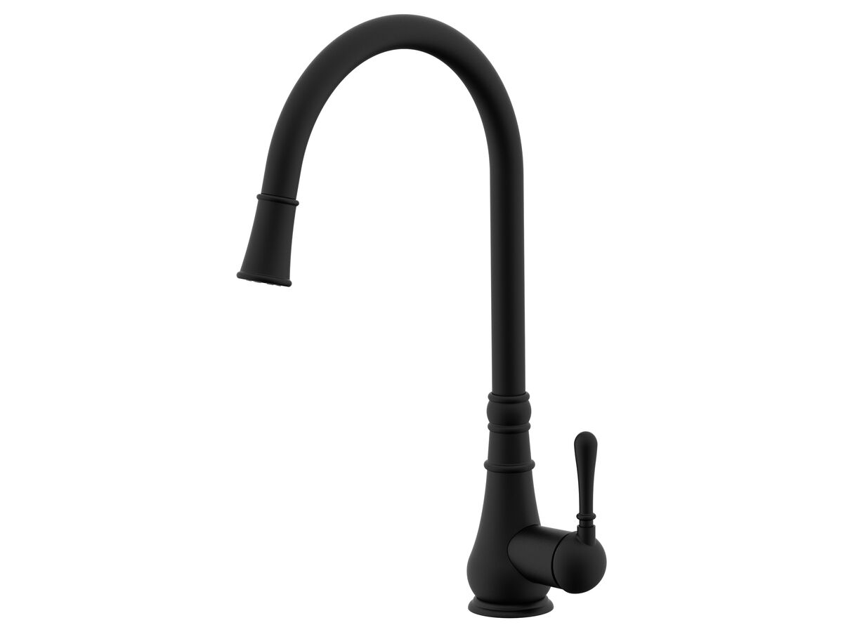 reece Milli Voir Gooseneck Pull-Out Sink Mixer Tap Matte Black (4 Star) Lead Free