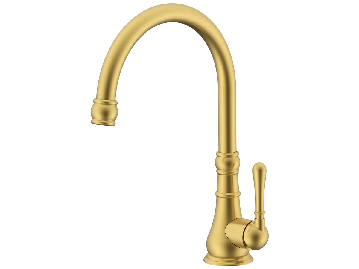 reece Milli Voir Gooseneck Sink Mixer Large Brushed Gold (4 Star) Lead Free