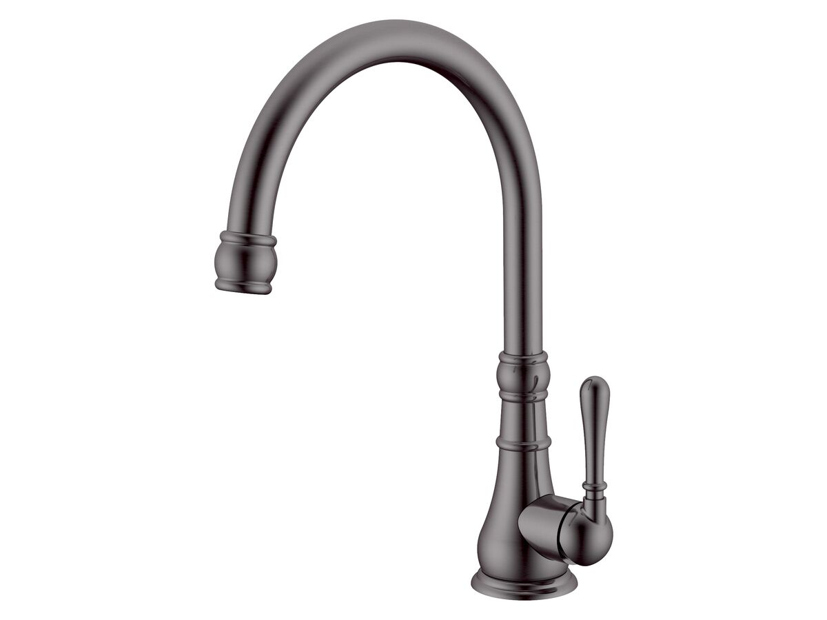 reece Milli Voir Gooseneck Sink Mixer Large Brushed Gunmetal (4 Star) Lead Free