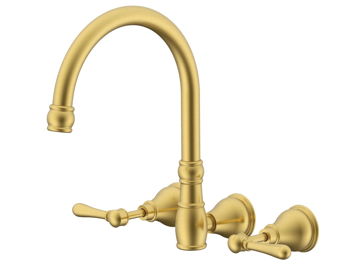 reece Milli Voir Gooseneck Wall Sink Set Lever Brushed Gold (4 Star)
