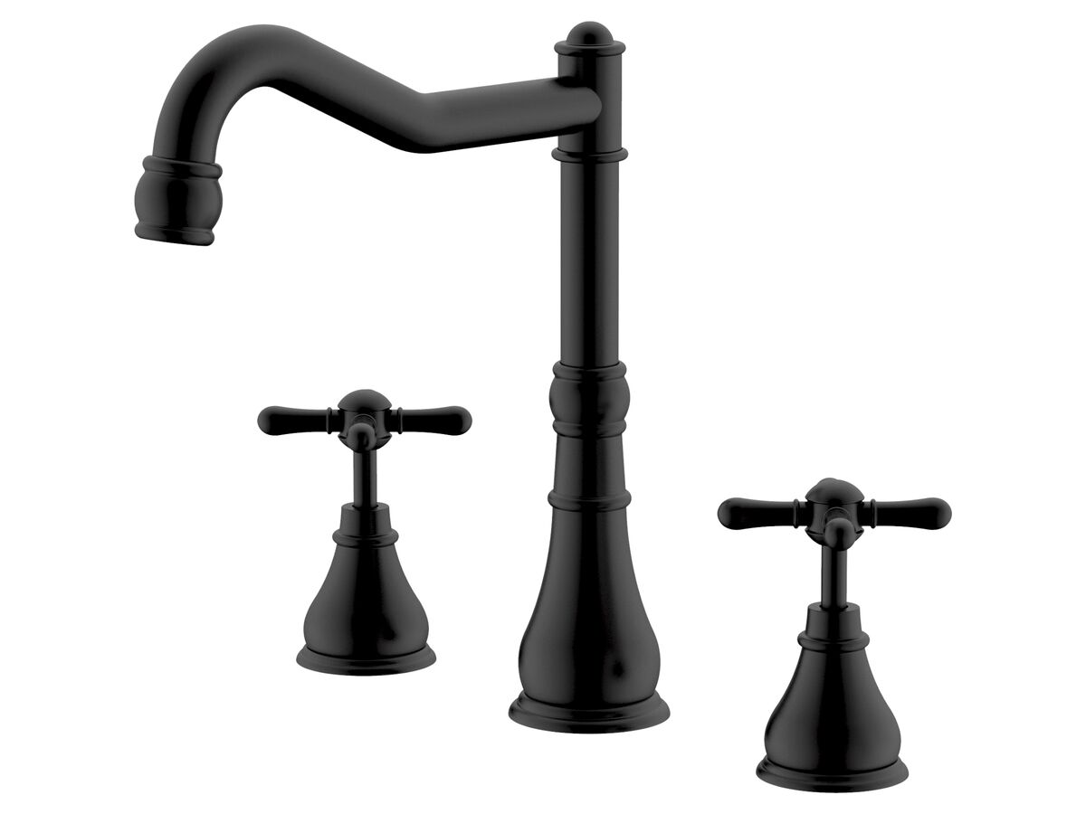 reece Milli Voir Hob English Sink / Spa Set Cross Handles Matte Black (4 Star) Lead Free