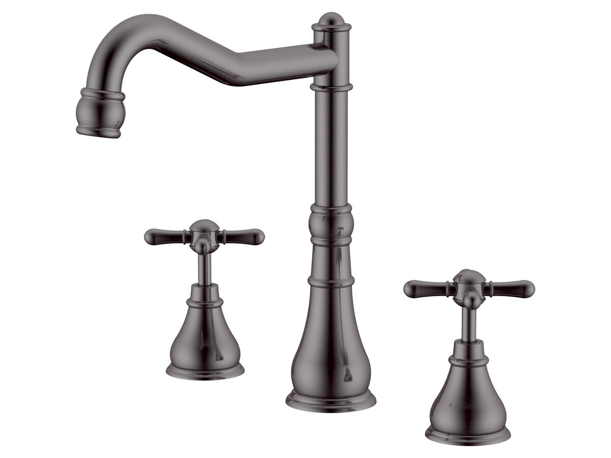reece Milli Voir Hob English Sink / Spa Set Cross Handles Brushed Gunmetal (4 Star) Lead Free