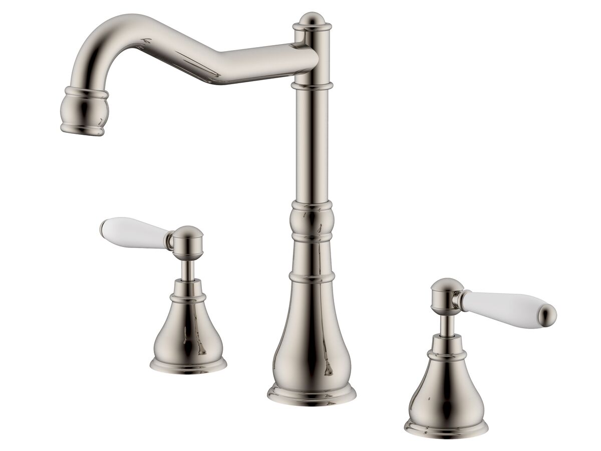 reece Milli Voir Hob English Sink / Spa Set Lever Porcelain Handles Brushed Nickel ( 4 Star) Lead Free