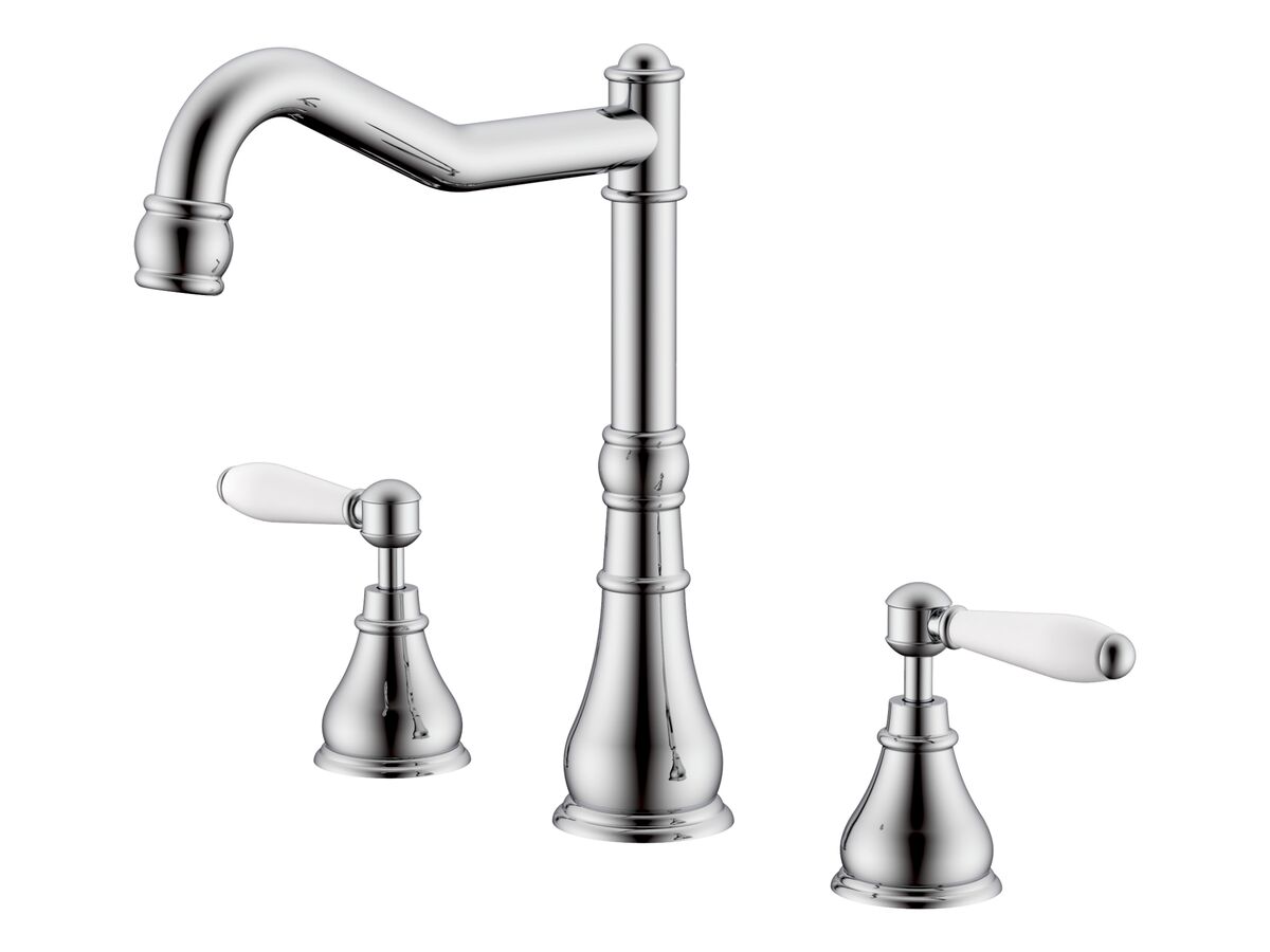 reece Milli Voir Hob English Sink / Spa Set Lever Porcelain Handles Chrome (4 Star) Lead Free