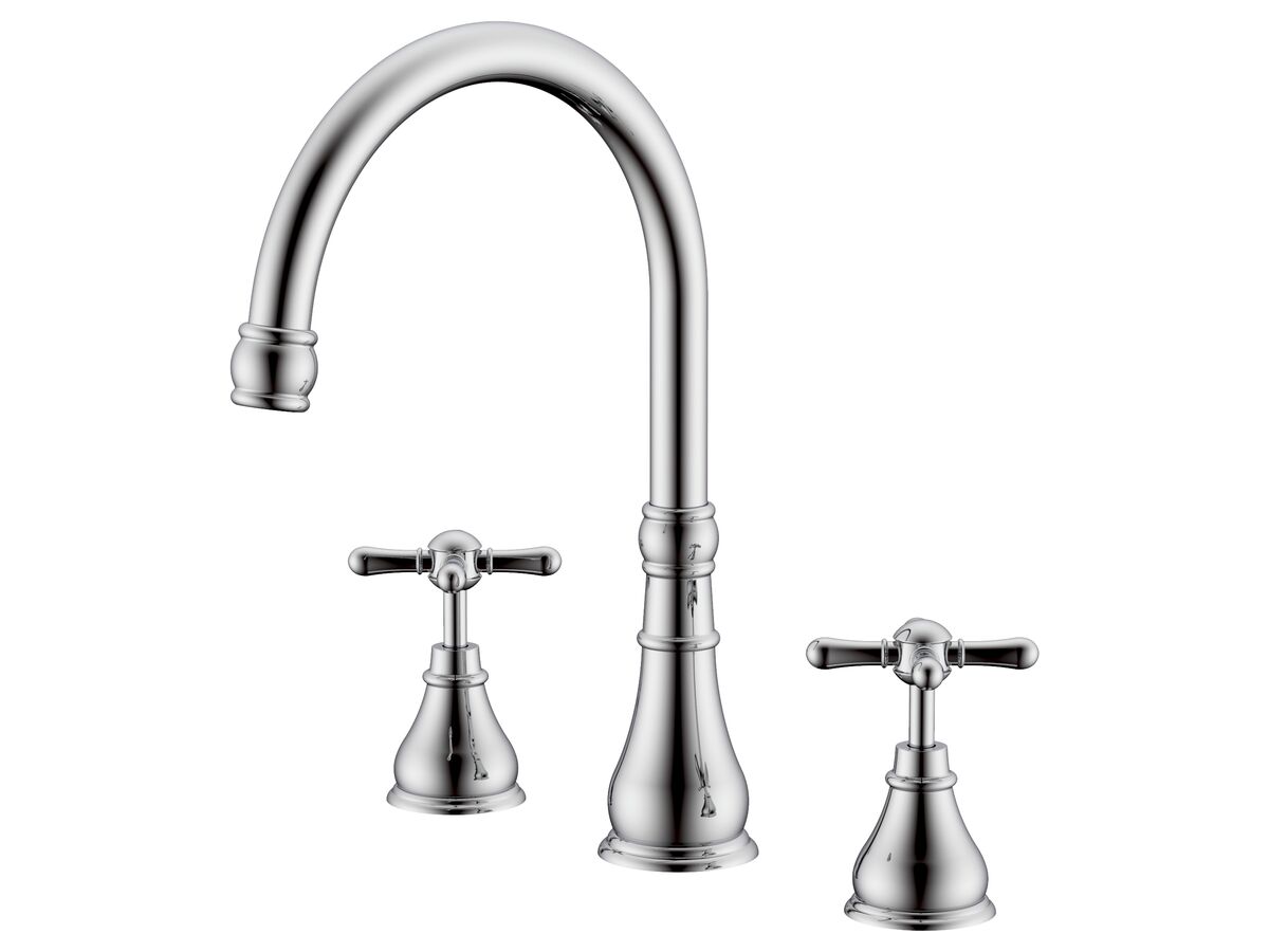 reece Milli Voir Hob Gooseneck Sink / Spa Set Cross Handles Chrome (4 Star)