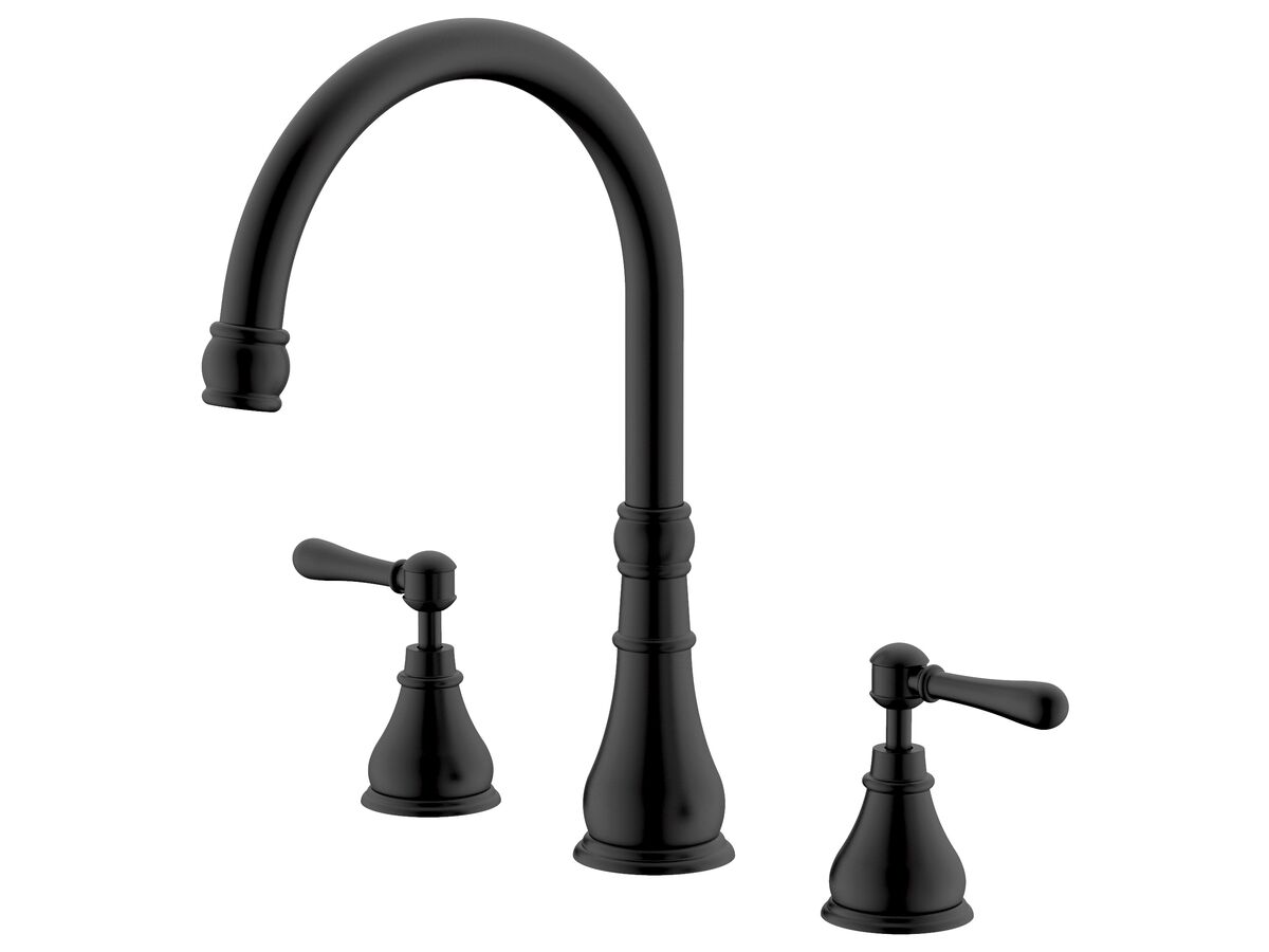reece Milli Voir Hob Gooseneck Sink / Spa Set Lever Handles Matte Black (4 Star) Lead Free