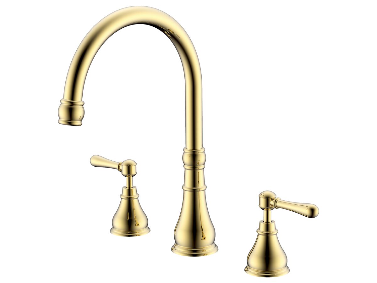 reece Milli Voir Hob Gooseneck Sink / Spa Set Lever Handles Brushed Gold (4 Star) Lead Free
