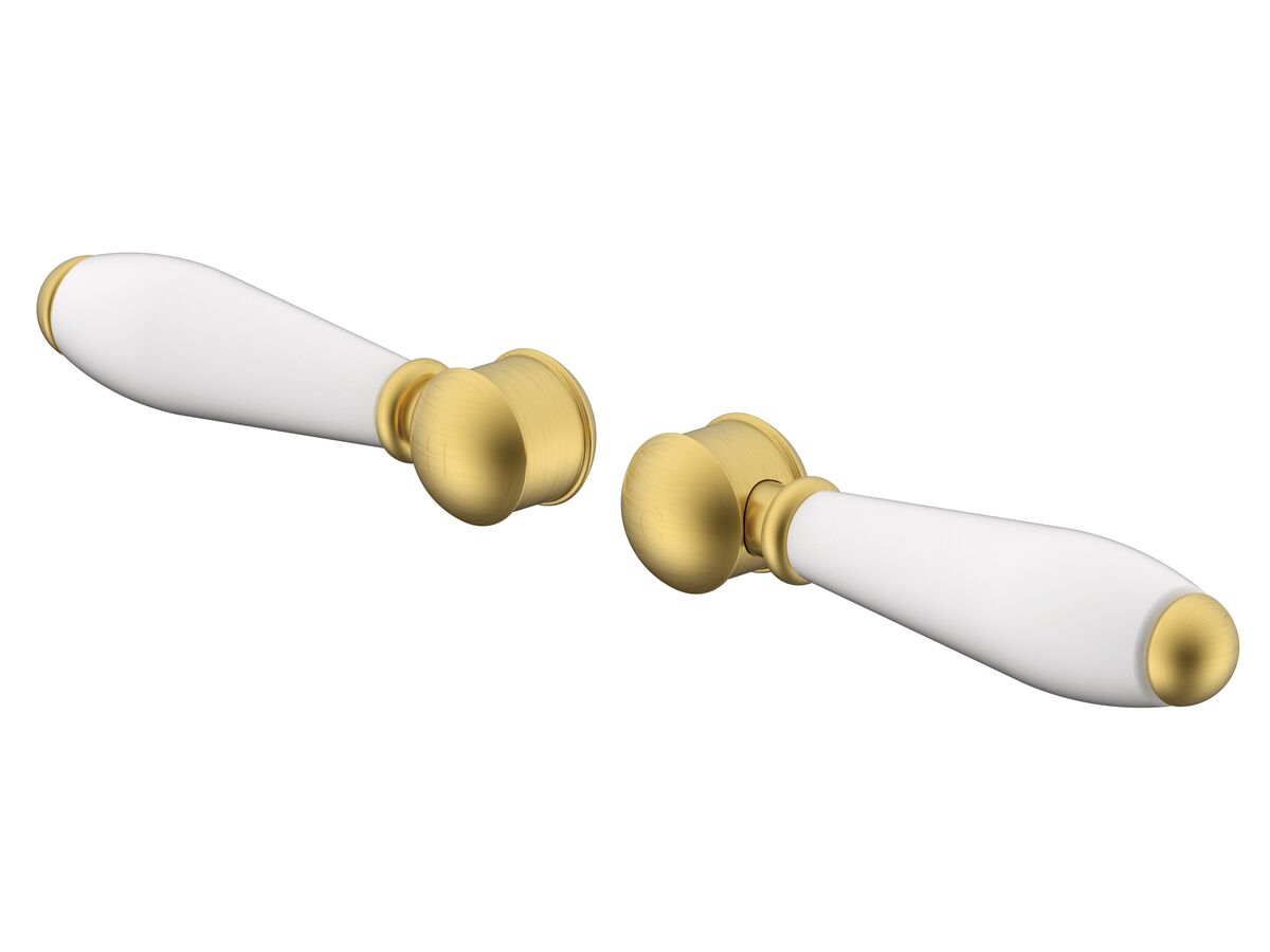reece Milli Voir Hot & Cold Levers with Porcelain Handles Brushed Gold (Pair)
