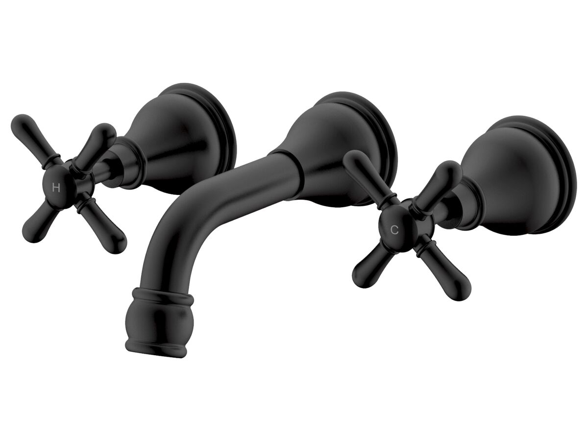 reece Milli Voir Wall Basin Set 150mm Cross Handles Matte Black (4 Star)