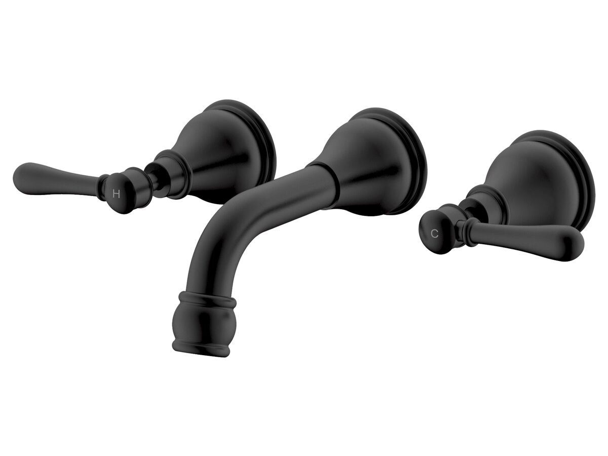 Reece Milli Voir Wall Basin Set 150mm Lever Handles Matte Black (4 Star)