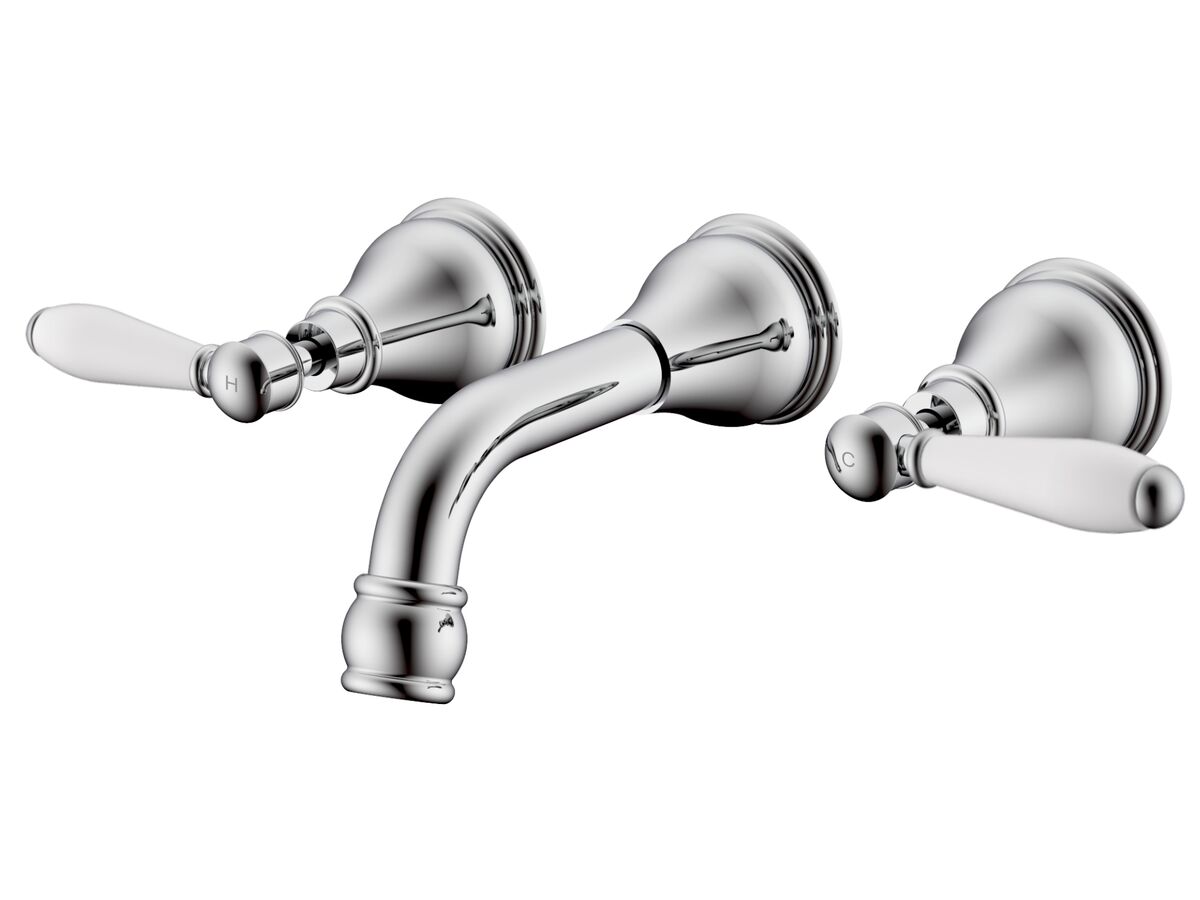 reece Milli Voir Wall Basin Set 150mm Lever Porcelain Handles Chrome (4 Star) Lead Free