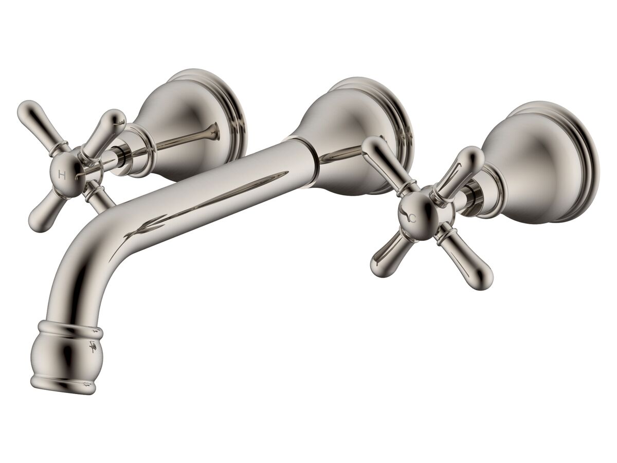 reece Milli Voir Wall Basin Set 220mm Cross Handles Brushed Nickel (4 Star)