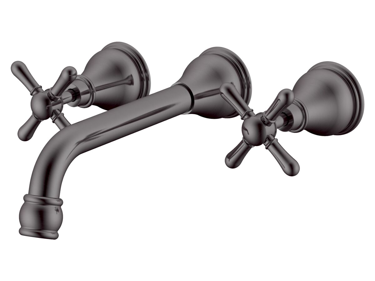 reece Milli Voir Wall Basin Set 220mm Cross Handles Brushed Gunmetal (4 Star) Lead Free